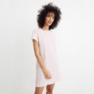 Stripe-Play Button-Back Tee Dress Purple Stripe Size small